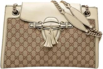 Gucci Pre-owned Emily - Dames - Vintage Schoudertas - Beige - ONE Size - Leer - Vintage