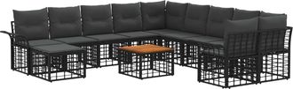 vidaXL Conjunto De Sof&aacute;s De Exterior 12 Uds. Negro Y Gris Oscuro Vidaxl