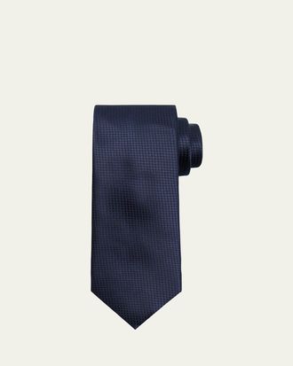 Ermenegildo Zegna Mens Tonal Micro-Geometric Silk Tie