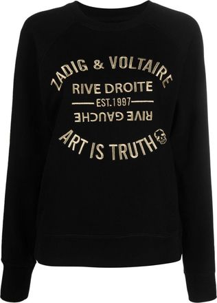 Zadig&Voltaire logo-embroidered organic-cotton sweatshirt - women - Organic Cotton - L - Black