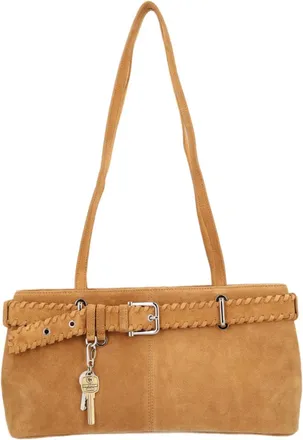 Osoi Suede Leather Shoulder Bag with Braided Belt Detail