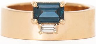 Wwake Womens Emerald Cut Sapphire And Baguette-Cut Diamond Bricolage Ring In Gold
