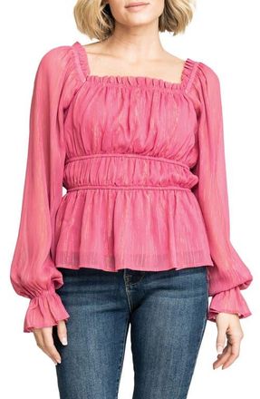 Gibsonlook Metallic Square Neck Top in Fuchisa W/Gold Lurex at Nordstrom, Size Large