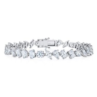 The Diamond Store LUXE 12.00ct Lab Diamond Tennis Bracelet with IGI Certified Mixed-Cut Diamonds in 18K White Gold