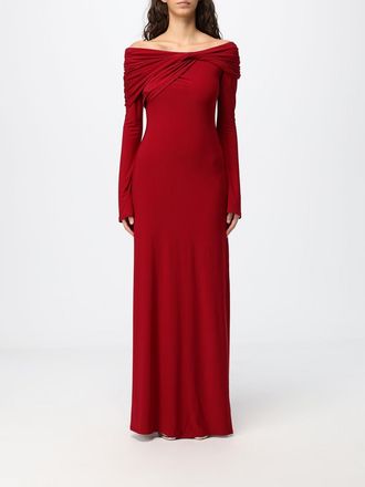 Eleh Long-Sleeved Evening Sheath Gown in Stretch Jersey with a Straight Neckline
