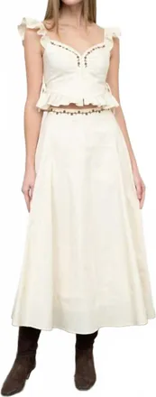 Moon River Hannah Ruffle Top In Cream