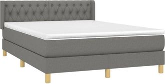 vidaXL Cama Box Spring Con Colch&oacute;n Tela Gris Oscuro 140x190 Cm Vidaxl