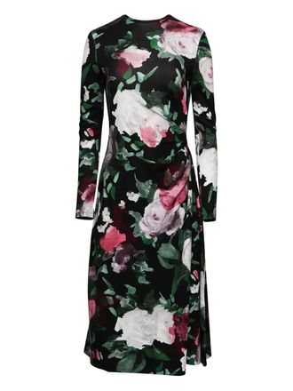 Erdem long-sleeved draped midi dress - Black