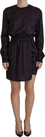 Dsquared2 Dsquared&sup2; Logo Print Long Sleeves A-line Mini Womens Dress (Pre-Owned)