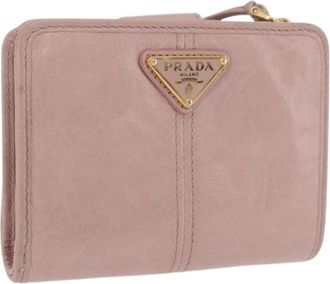 Prada Pre-owned Vintage Bifold Portemonnee - Dames - Vintage Accessoires - Roze - ONE Size - Leer - Vintage