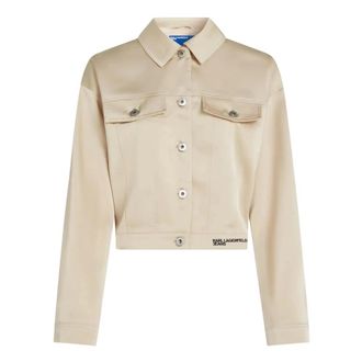 Karl Lagerfeld Light Jackets, female, Beige, Size: S Satin Blazer