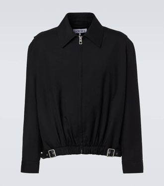 Loewe Belted leather-trimmed wool blouson