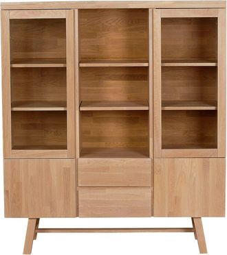 Rowico Massiver Vitrinenschrank Brooklyn 130 x 150 cm - Eiche Natur