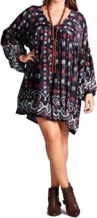 Velzera Baby Doll Bohemian Peasant Mini Dress In Black