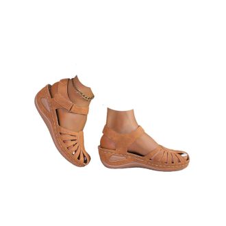 Generic Orthopedic Sandals for Women 2026 Summer Casual Adjustable Straps Low Heel Walking Sandals with Arch Support Comfortable Wedge Ankle Strap Open Toe Wi