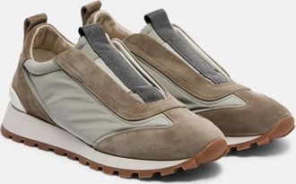 Brunello Cucinelli Monili suede-trimmed sneakers
