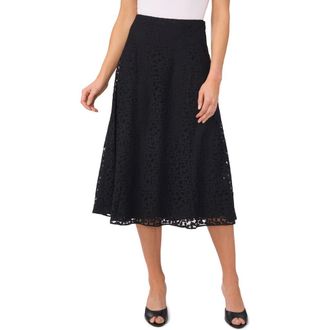 CeCe by Cynthia Steffe Floral Lace Skirt in Rich Black at Nordstrom, Size X-Large