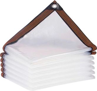 OEM Lona Pvc Transparente - 2,5 X 5 M - 0,12 Mm - Ojales Reforzados Cada 100 Cm - Resistente A Uv - Para Jard&iacute;n Y Obra