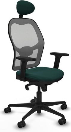 Piqueras y Crespo Piqueras Y Crespo - Jorquera Sincro Malla Gris Similpiel Verde Botella Brazos 2d Base Nailon Cabecero Fijo Ruedas 65mm Nailon