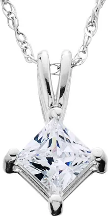 Pompeii3 1/4ct Princess Cut Solitaire Diamond Pendant 14K White Gold