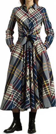 Sara Roka Draffa85 Long Sleeve Dress In Maxi Plaid