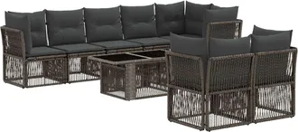 vidaXL Conjunto De Sof&aacute;s De Jard&iacute;n 8 Uds. Gris Rat&aacute;n Sint&eacute;tico Vidaxl