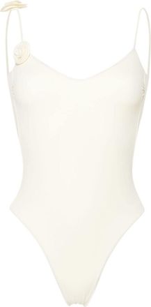 La Reveche Ashar floral-appliqu&eacute; swimsuit - women - Polyamide/Spandex/Elastane - S - Neutrals