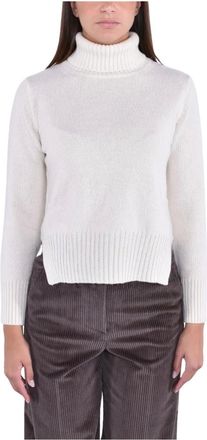 KANGRA Truien & Vesten, Dames, Beige, M, Wol, Wollen Coltrui met Splitzoom