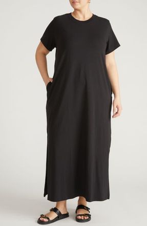 Universal Standard Halie Maxi T-Shirt Dress in Black at Nordstrom, Size X-Large