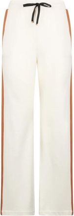 Moorer Witte broek met camelkleurige details. - Dames - Sweatpants - Wit - S - Broeken