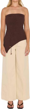 Minkpink Keani Strapless Knit Top In Chocolate Brown
