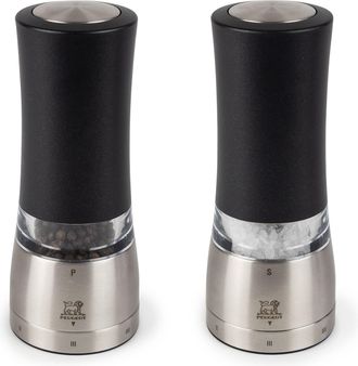 Peugeot Daman Zirlon Electric Salt and Pepper Mill 2 Piece Set, Iridescent Black, 7-Inch