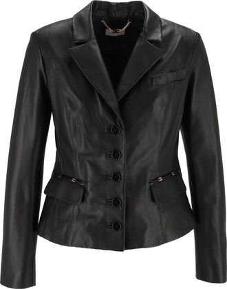 Elisabetta Franchi Black Sheepskin Leather Jacket