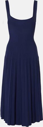 Staud Ellison pleated compact-knit midi dress