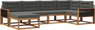 vidaXL Conjunto De Sof&aacute;s De Exterior 6 Uds. Natural Y Antracita Vidaxl