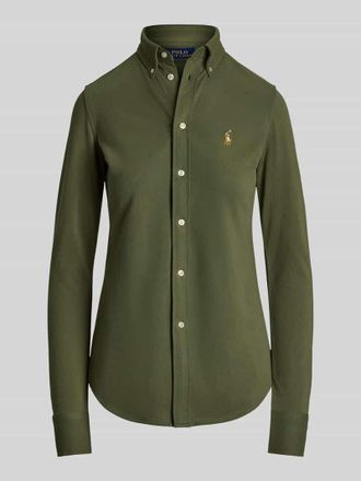 Polo Ralph Lauren Hemdbluse mit Label-Stitching in Oliv, Gr&ouml;&szlig;e XL