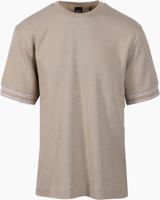 HUGO BOSS Mens Boss Black TIGERMAN T-SHIRT OPEN BEIGE - Cream - Size: 42