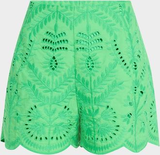 Marie Oliver Fable Eyelet-Embroidered Cotton Shorts