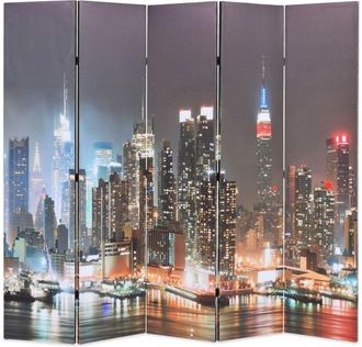 vidaXL Biombo divisor plegable 200x170 cm Nueva York de noche vidaXL