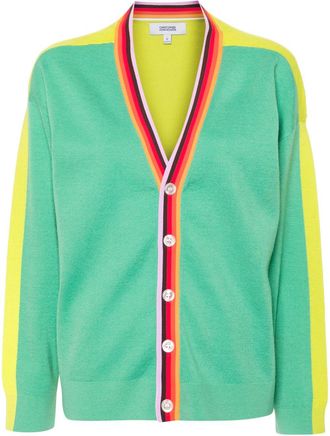 Christopher John Rogers Stripe-Trim Wool Cardigan - Womens - Viscose/Wool/Elastane