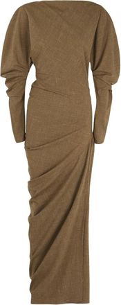 Cortana Timeless Dress - Dames - Maxi kleedjes - Bruin - S - Wol - Kleedjes