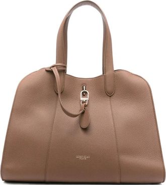 Giorgio Armani Borsa tote in pelle pieno fiore - Marrone
