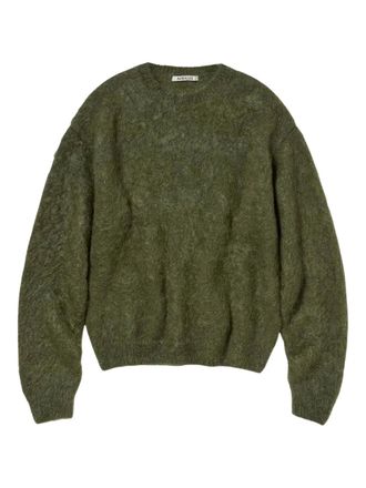 Auralee crew-neck long-sleeve sweater - Green