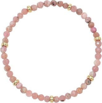 Zoe Lev Jewelry Rhodochrosite & 14K Gold Stretch Beaded Bracelet in Pink at Nordstrom