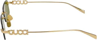 Gucci Mens Sunglasses Gucci Gg1808s 002 Gold Green 52-20-145 Metal