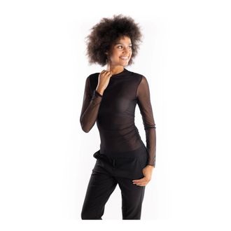Marella Jersey de Tul Negro con Detalles Fruncidos - Tops - Mujer - Negro - M
