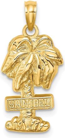 Diamond2Deal 14k Yellow Gold SANIBEL Palm Tree Charm Pendant
