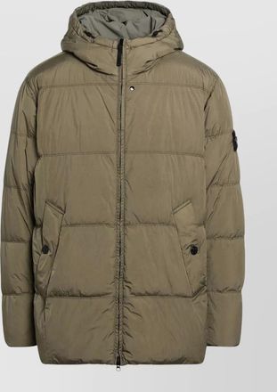 Stone Island crinkle puffer hooded jacket