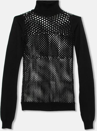 Jean Paul Gaultier Black Patterned Open Knit Long Sleeve Sweater