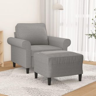 vidaXL Sill&oacute;n Con Taburete Tela Gris Claro 60 Cm Vidaxl